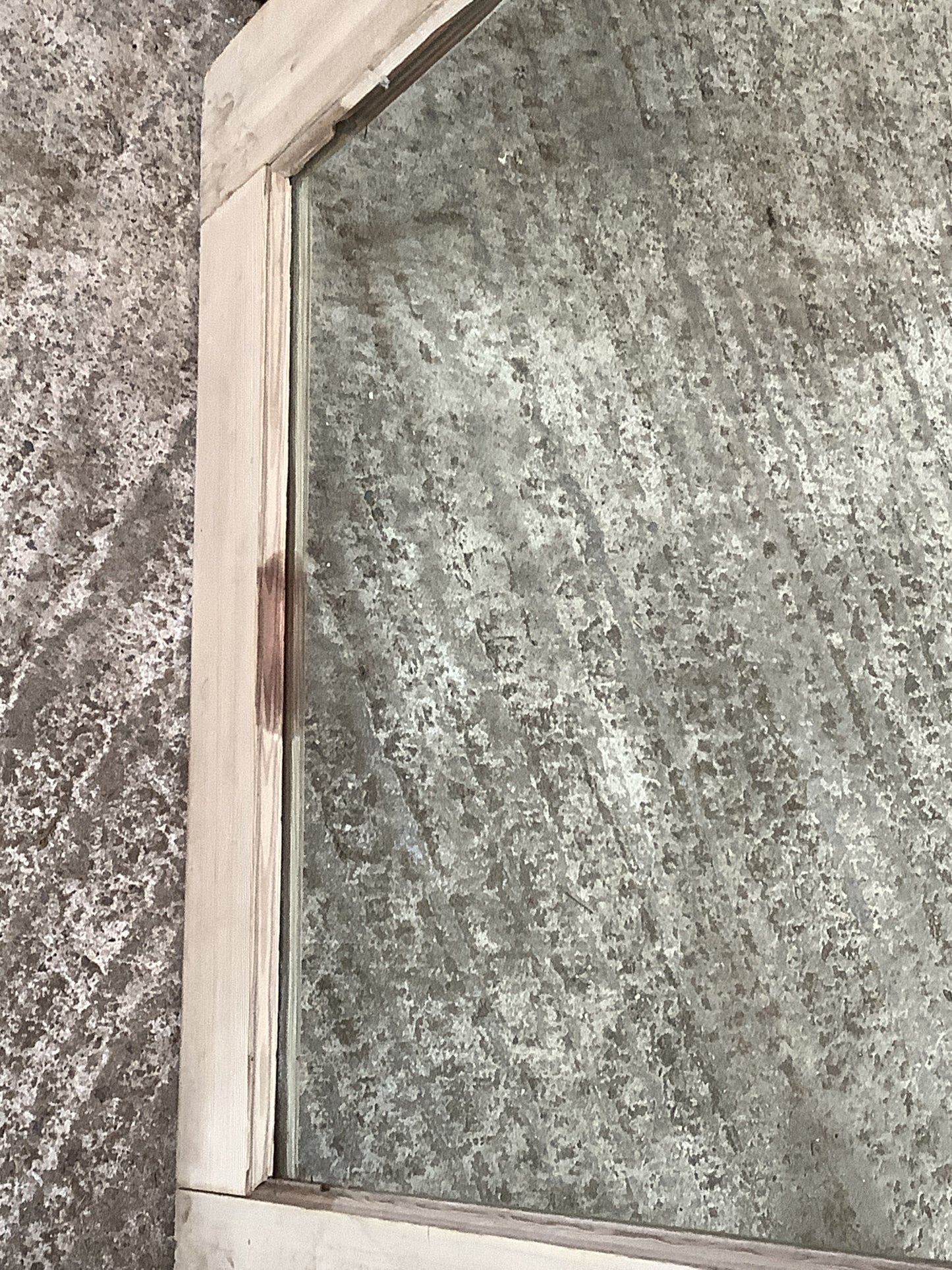 Large Old Pine Reclaimed Wooden Frame Garden Mirror 3'3"H 2'8"x W