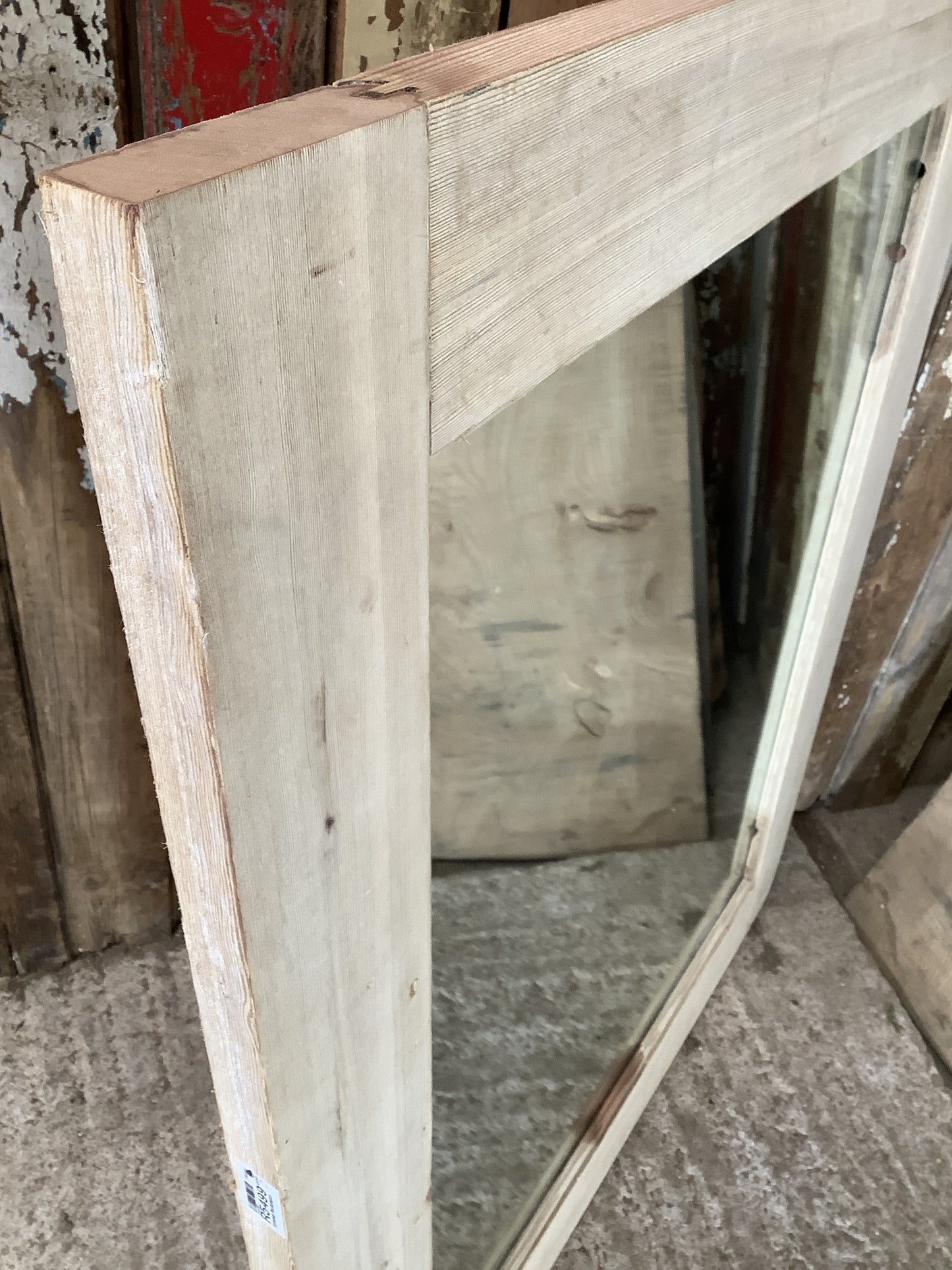 Large Old Pine Reclaimed Wooden Frame Garden Mirror 3'3"H 2'8"x W