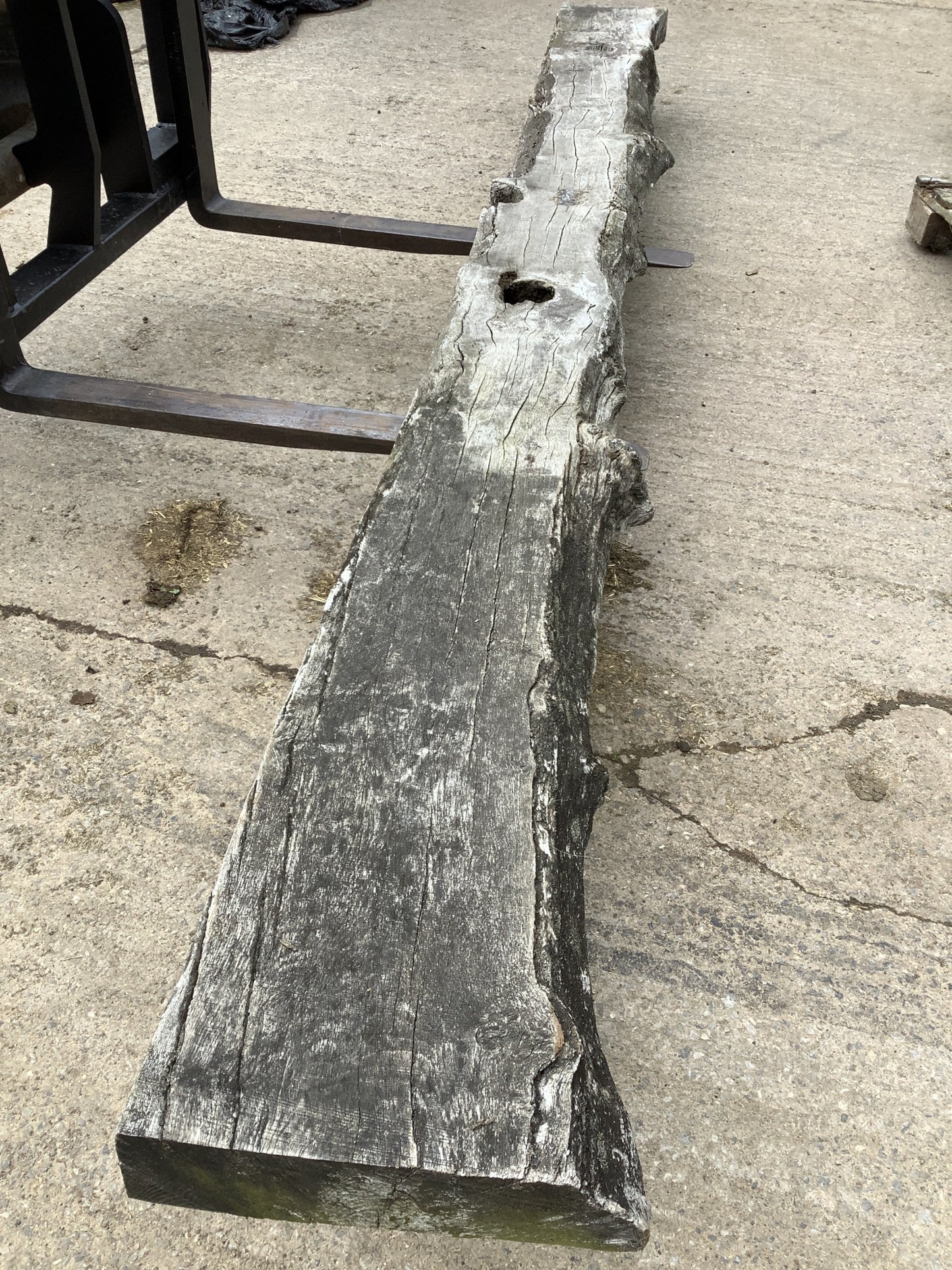 11'9" Long Heavy Reclaimed Old Oak Wooden Hardwood Beam