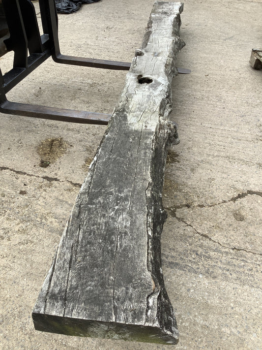 11'9" Long Heavy Reclaimed Old Oak Wooden Hardwood Beam