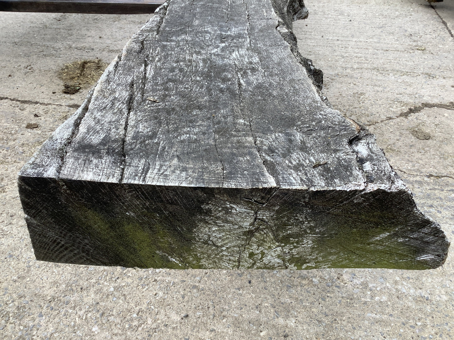 11'9" Long Heavy Reclaimed Old Oak Wooden Hardwood Beam
