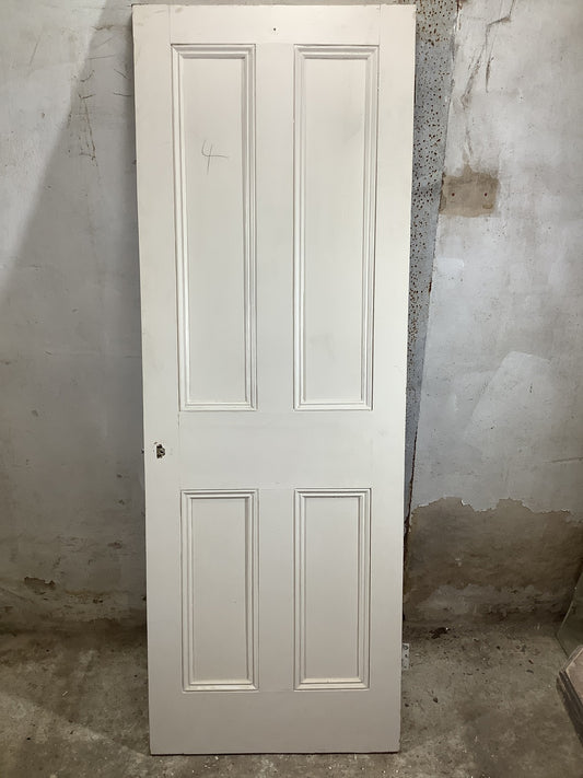 26"X73 3/4" Victorian Internal Painted Pine Four Panel Door 2over2 Reclamation