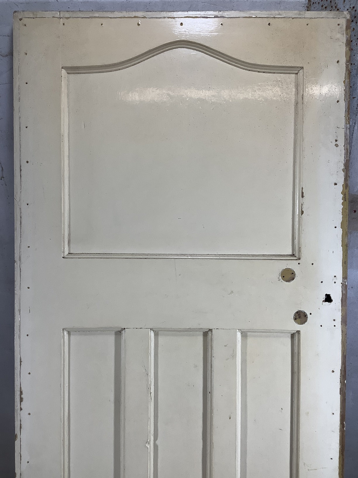 29 5/8"X76 1/8" 1930s Internal Painted Pine Four Panel Door 1over3 Reclamation