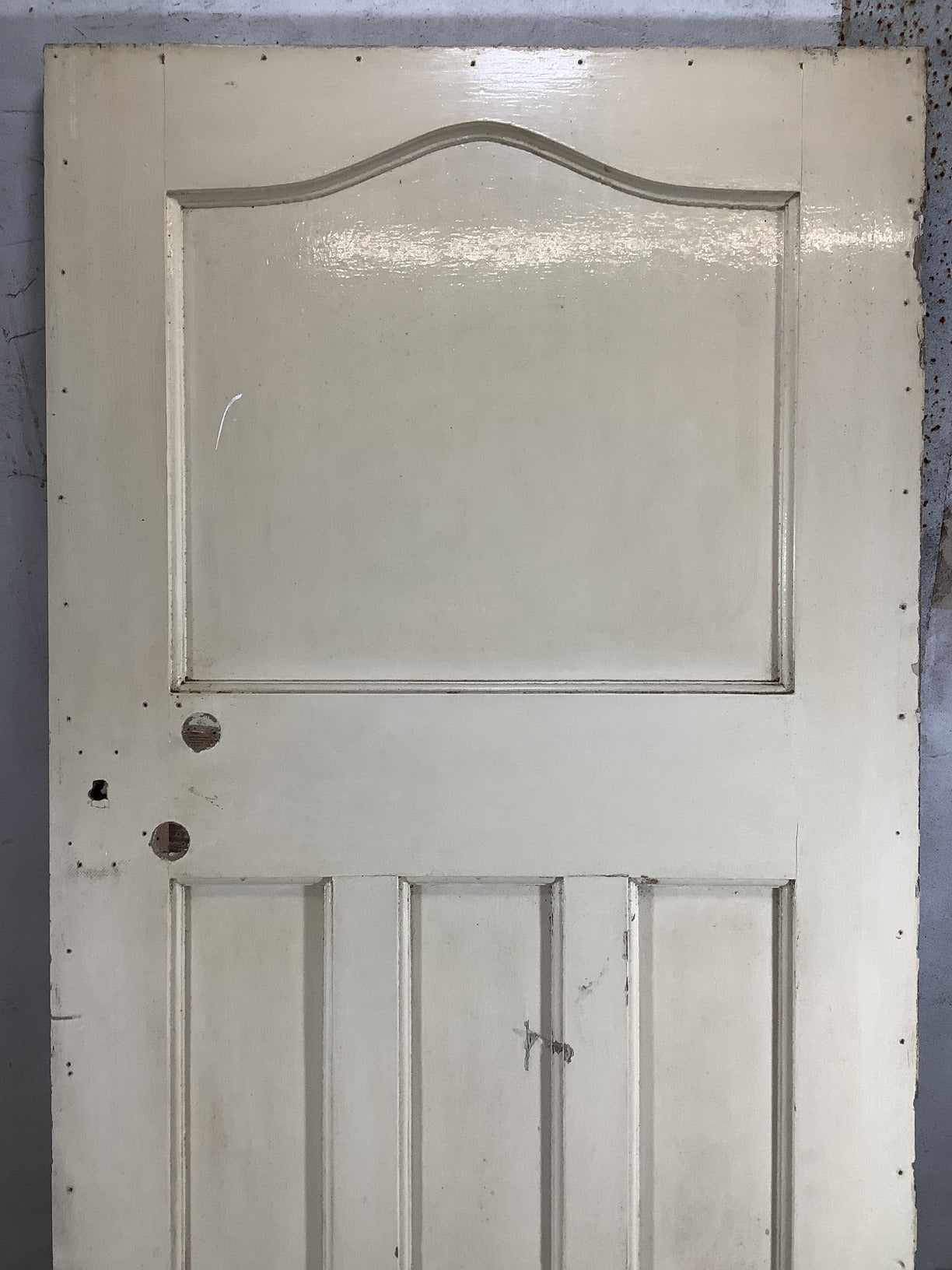 29 5/8"X76 1/8" 1930s Internal Painted Pine Four Panel Door 1over3 Reclamation