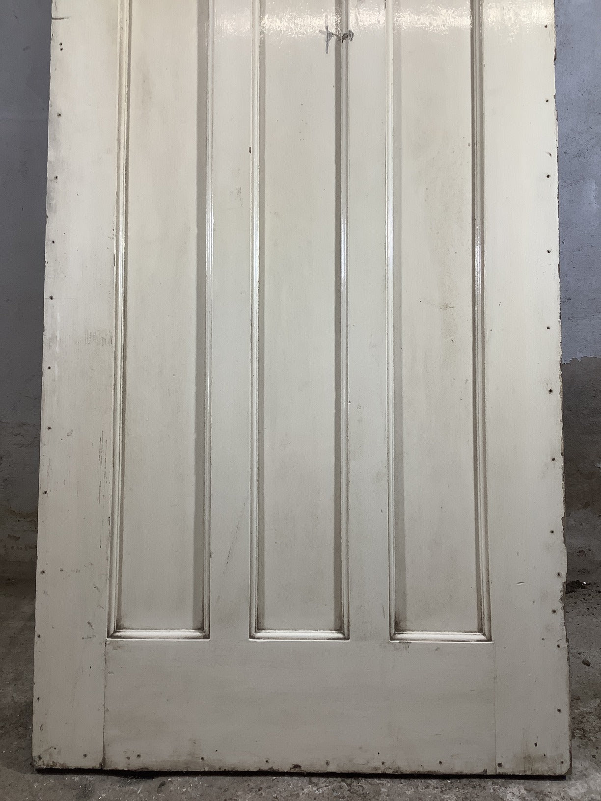 29 5/8"X76 1/8" 1930s Internal Painted Pine Four Panel Door 1over3 Reclamation