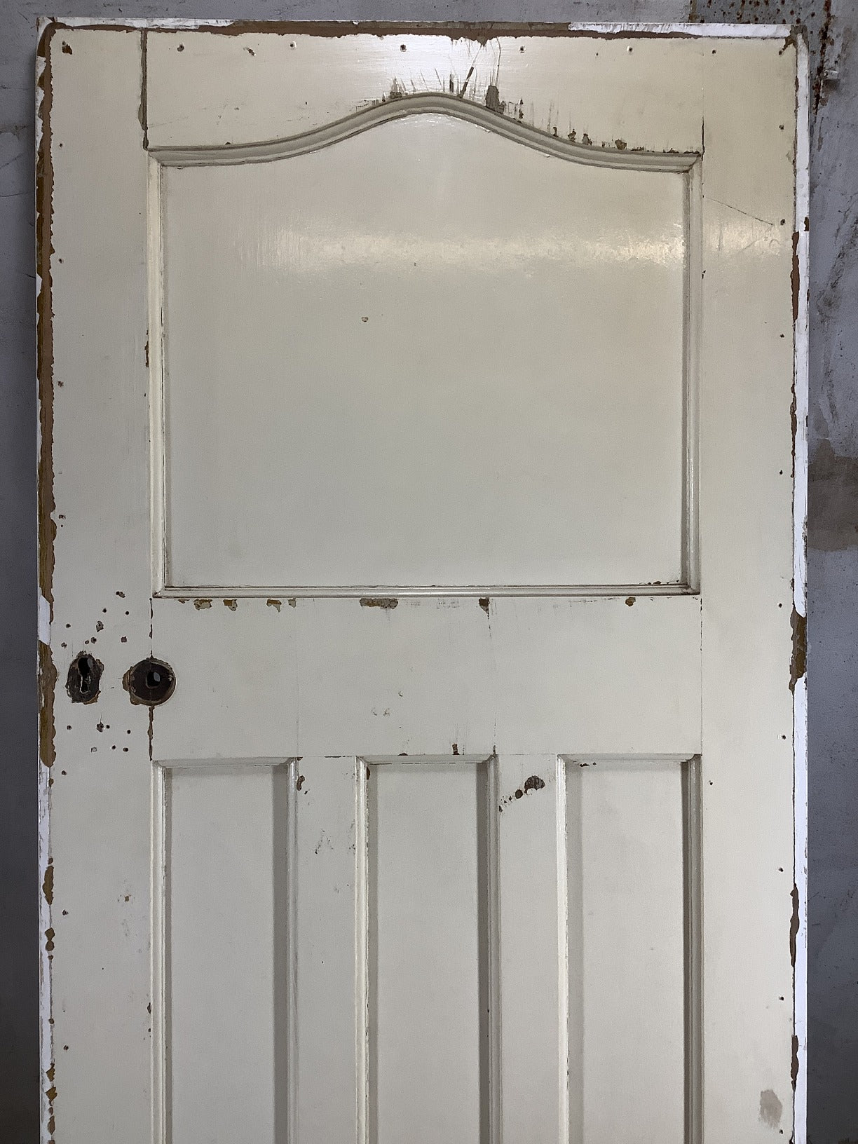 30"X77 1/8" 1930s Internal Painted Pine Four Panel Door 1over3 Reclamation