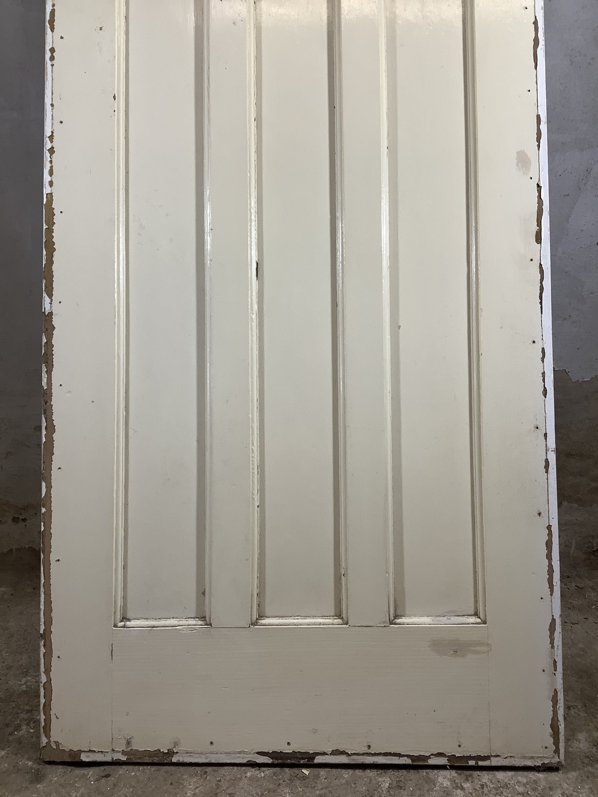 30"X77 1/8" 1930s Internal Painted Pine Four Panel Door 1over3 Reclamation