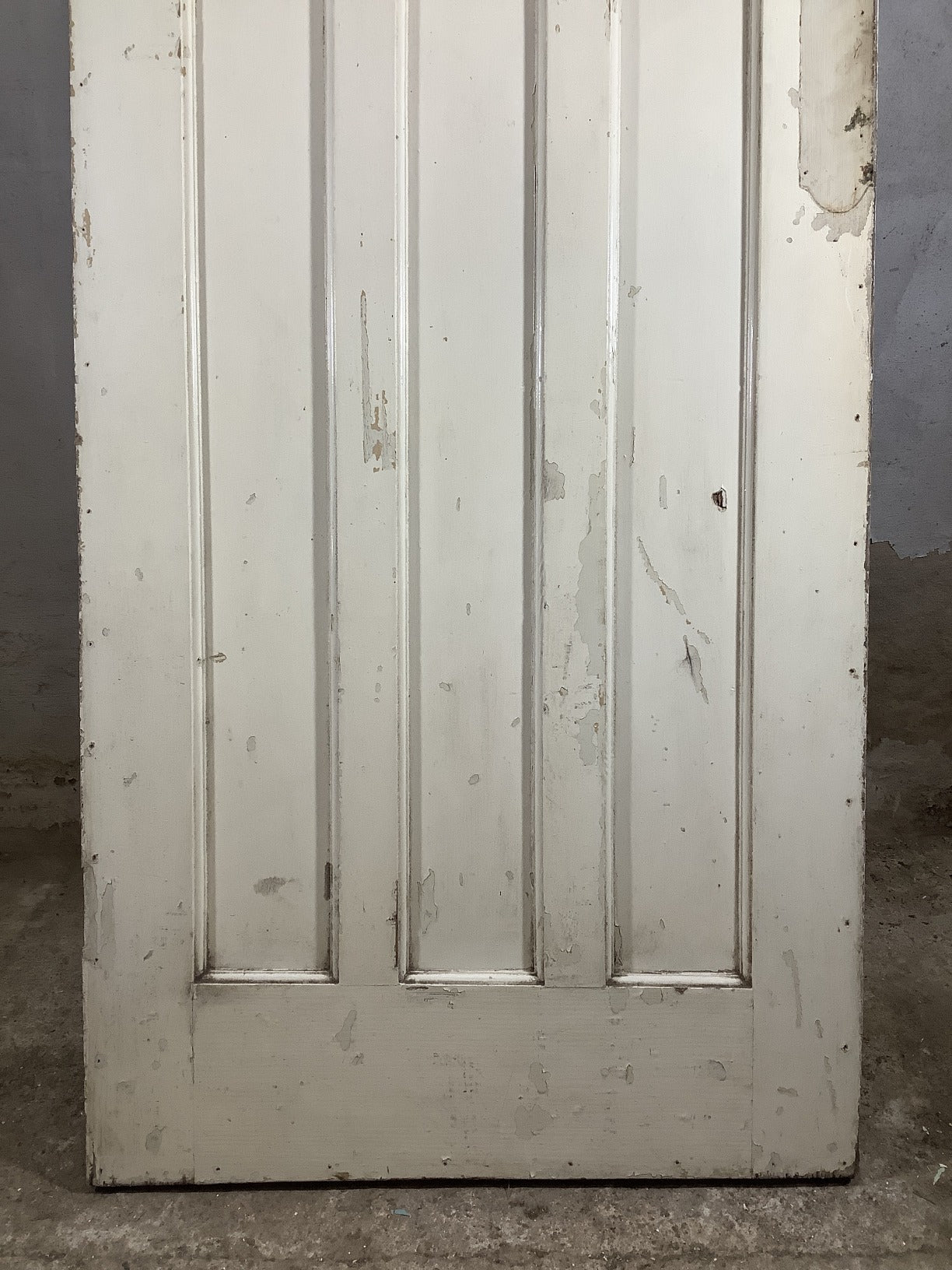 30"X77 1/8" 1930s Internal Painted Pine Four Panel Door 1over3 Reclamation