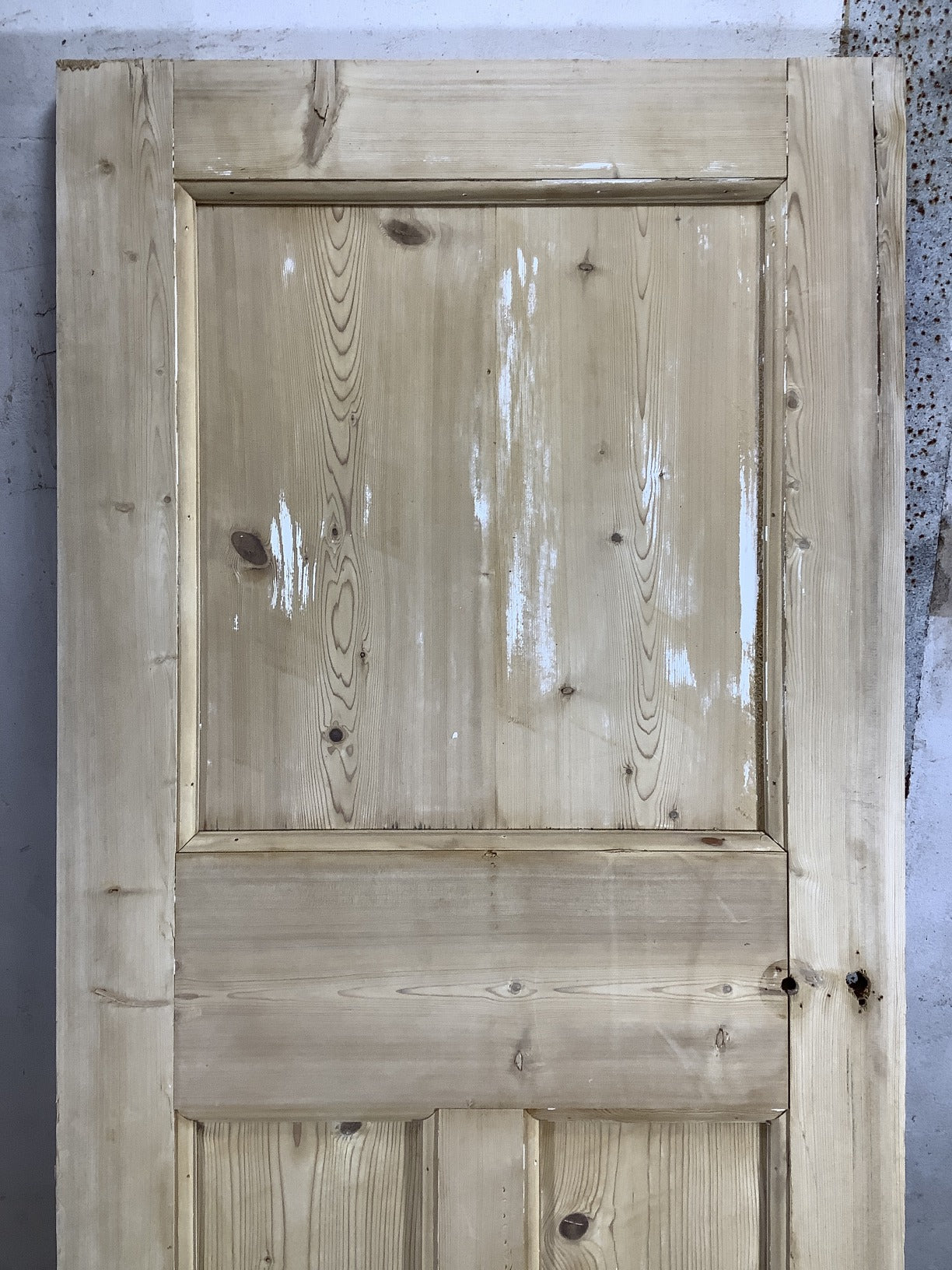 29 3/4"X76 1/2" 1930s Internal Stripped Pine Three Panel Door 1over2 Reclaimed