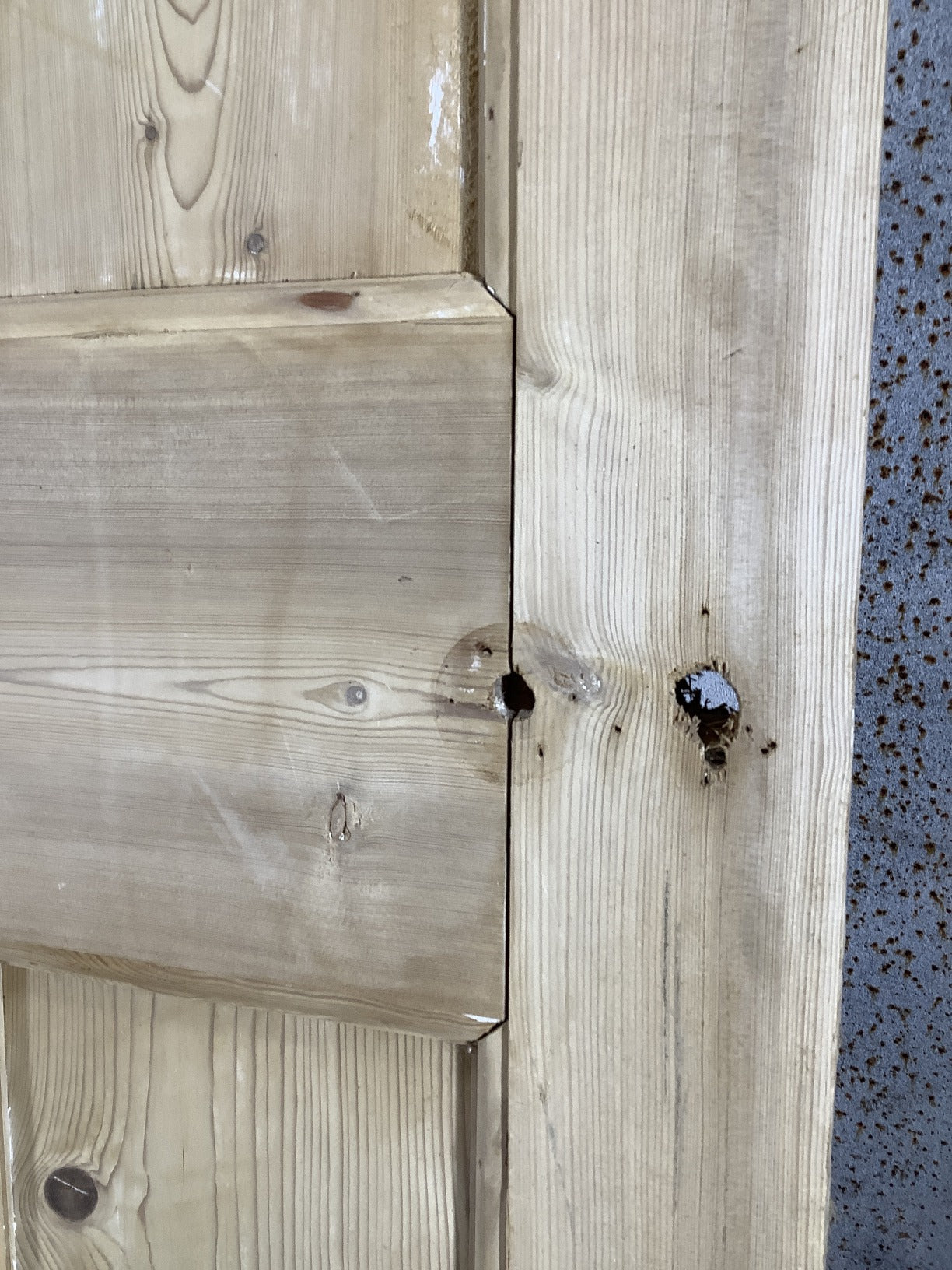 29 3/4"X76 1/2" 1930s Internal Stripped Pine Three Panel Door 1over2 Reclaimed