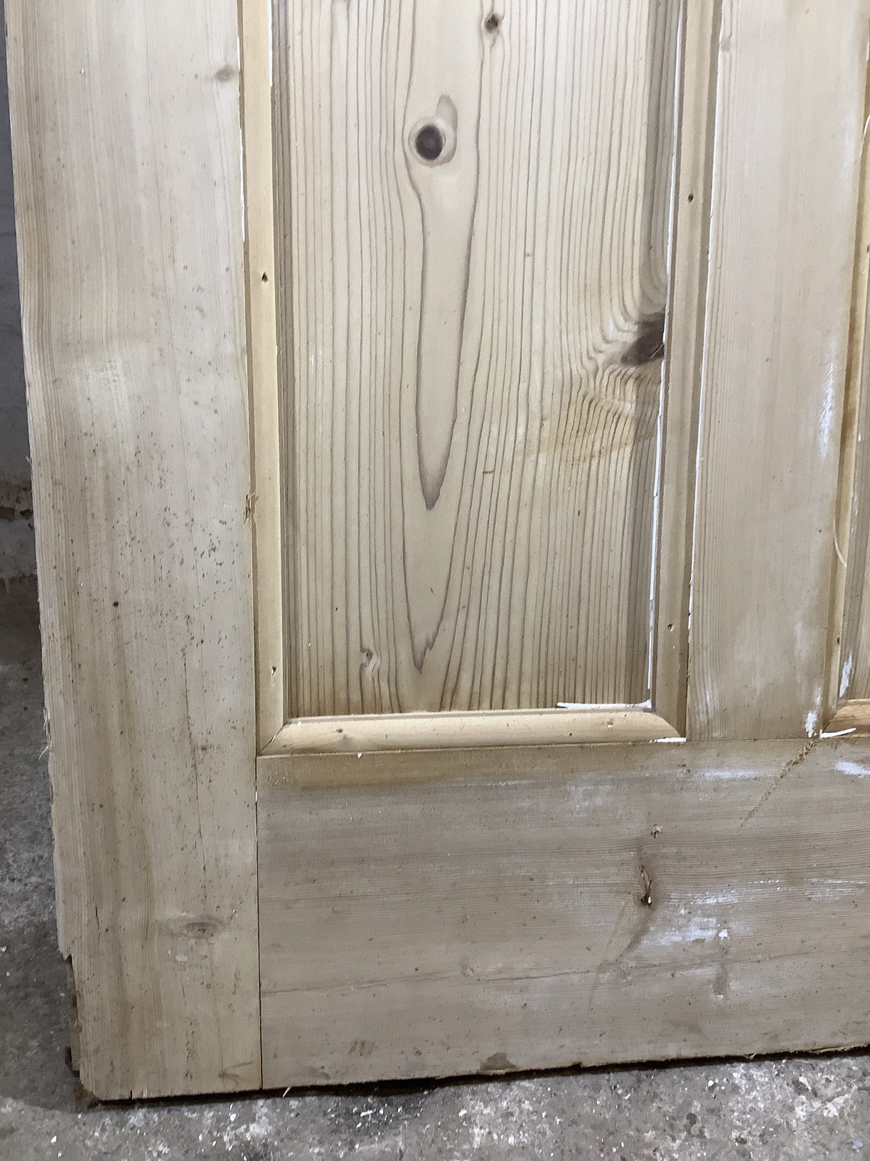 29 3/4"X76 1/2" 1930s Internal Stripped Pine Three Panel Door 1over2 Reclaimed