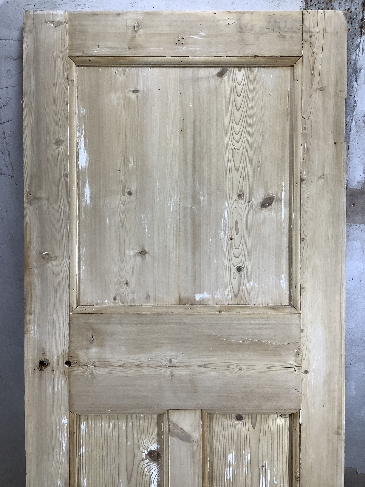 29 3/4"X76 1/2" 1930s Internal Stripped Pine Three Panel Door 1over2 Reclaimed
