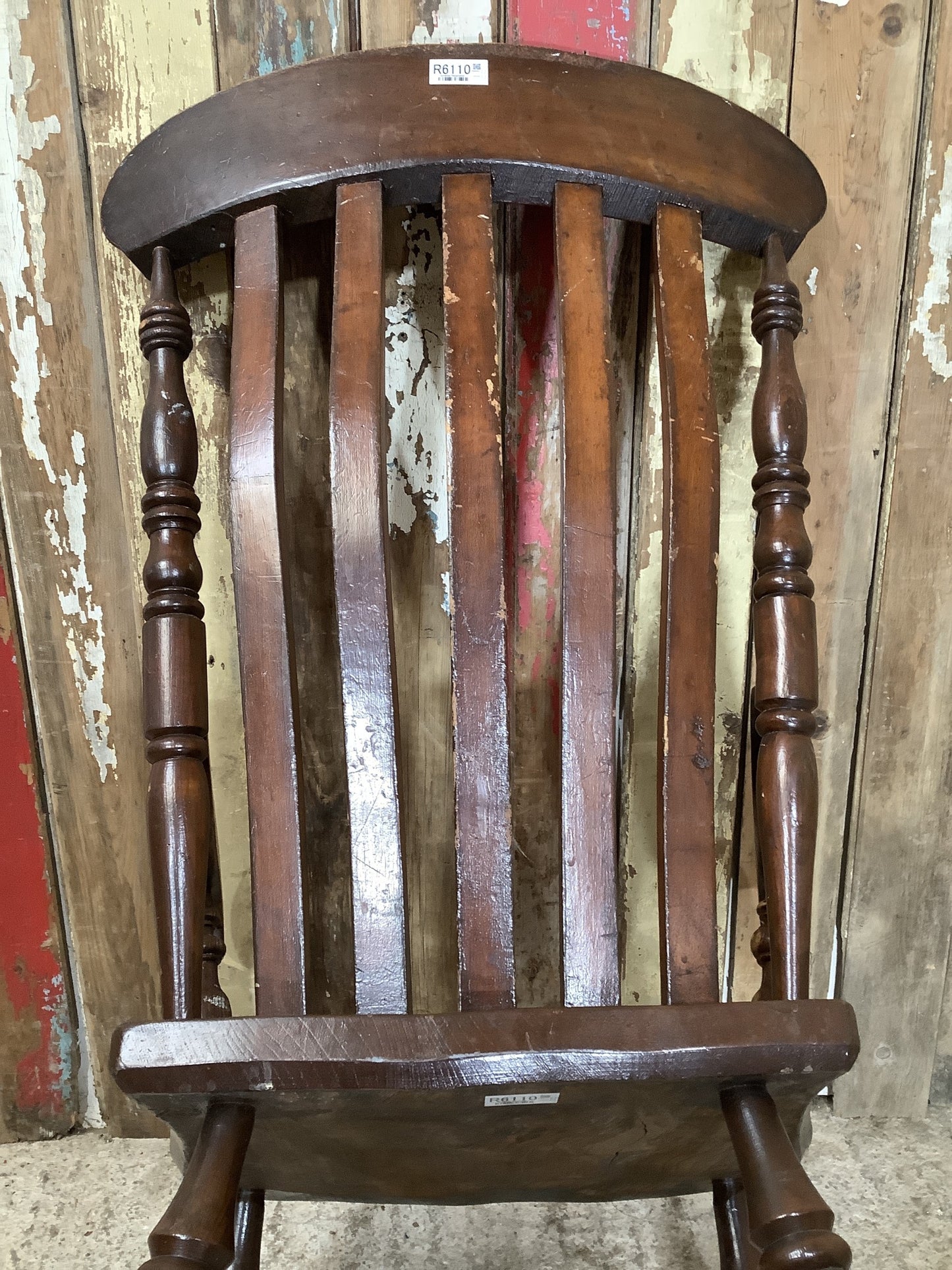 Antique Victorian Dark Low Beech & Elm Carver Windsor Grandfather Bedroom Chair