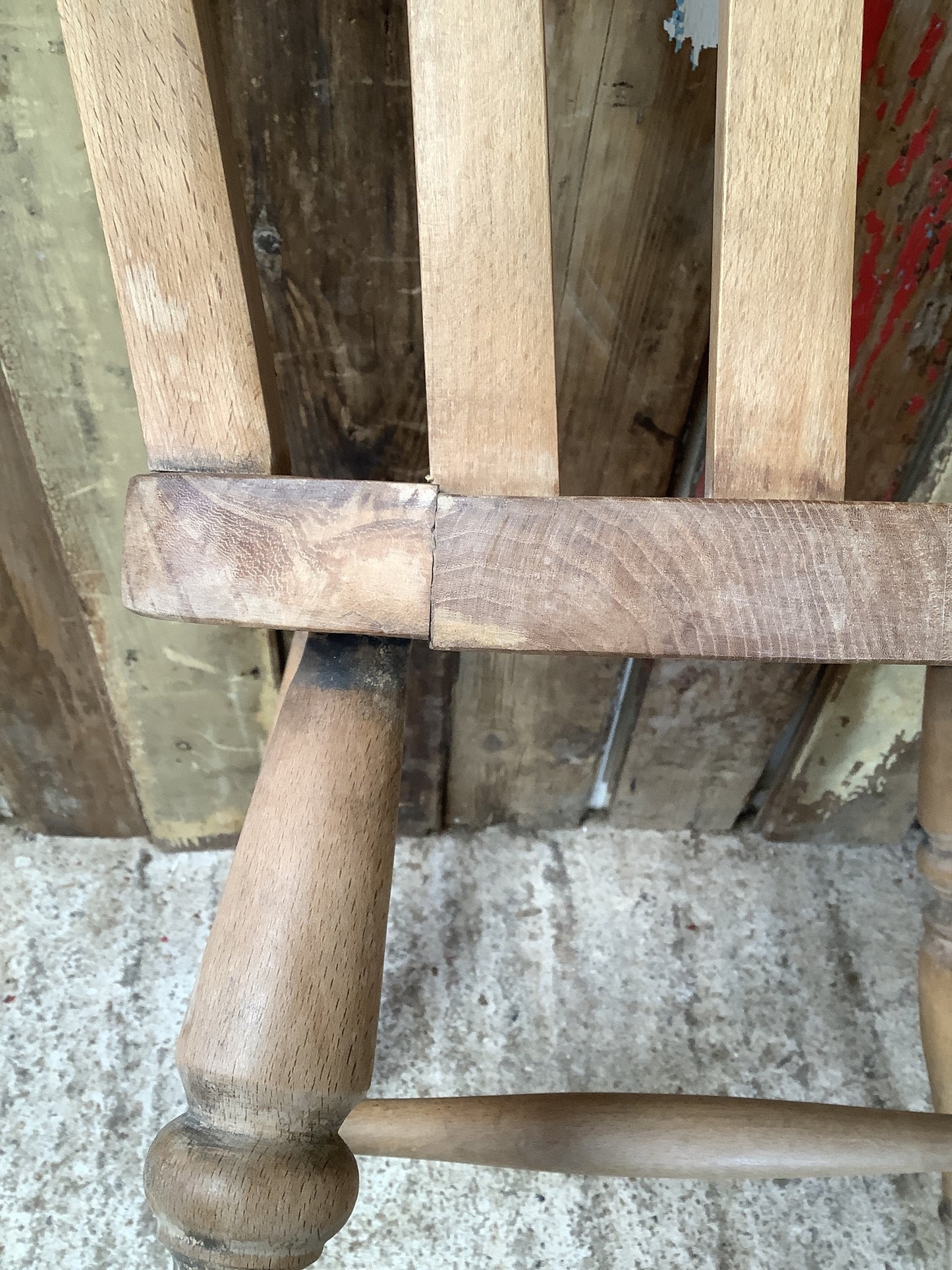 Farmhouse Old Waxed Elm & Beech Slat Back Kitchen Chair Wooden