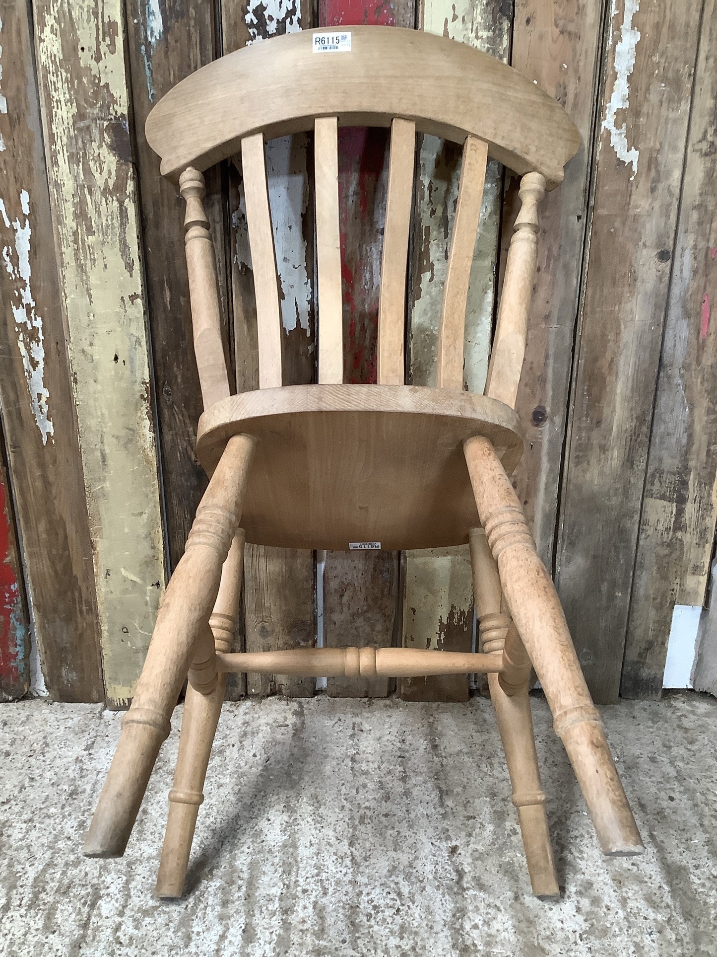 Farmhouse Old Waxed Beech Slat Back Kitchen Chair Wooden