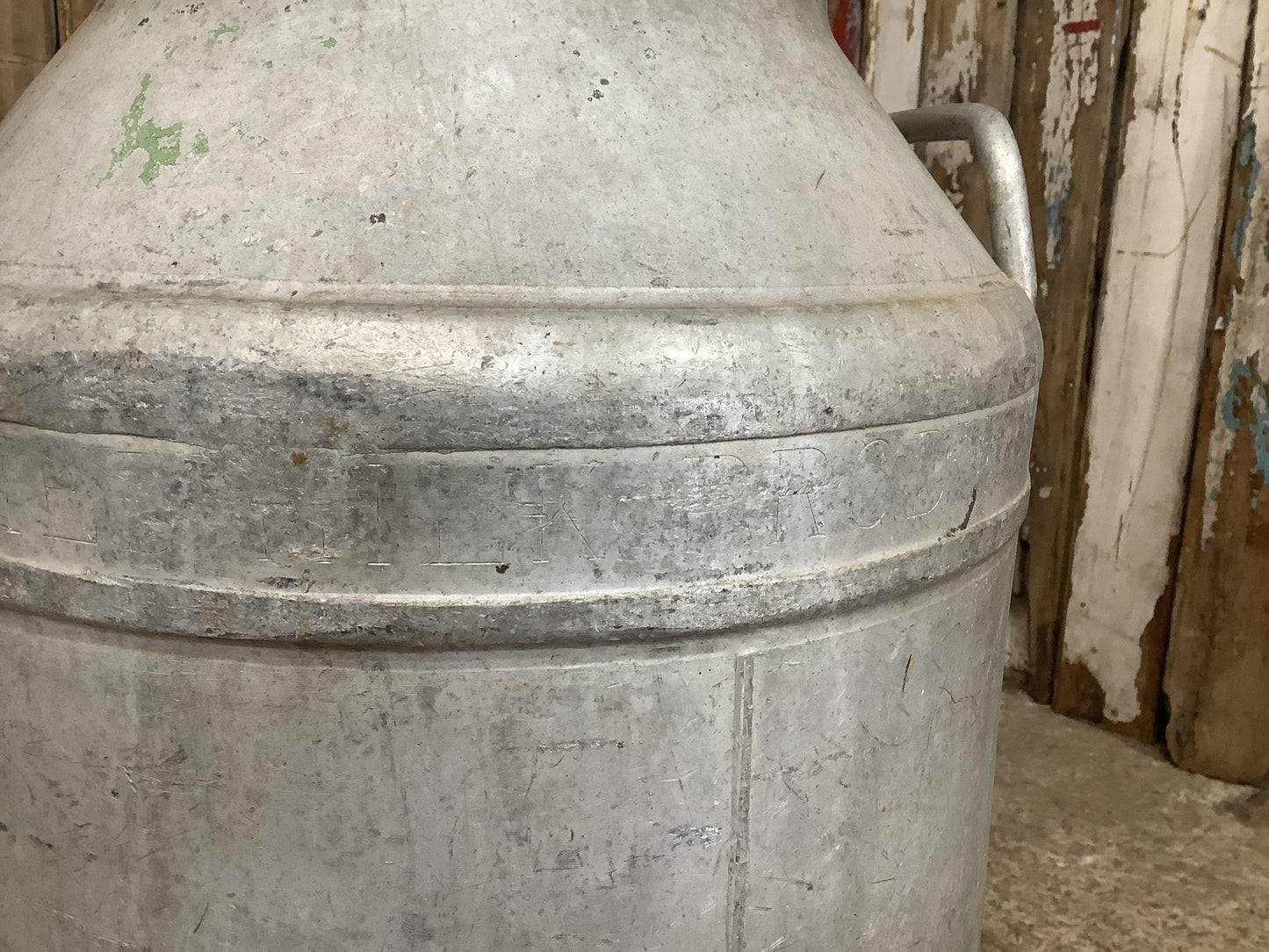Vintage Old Tarnished Aluminium Metal Milk Churn Planter with Handles 2'1"H