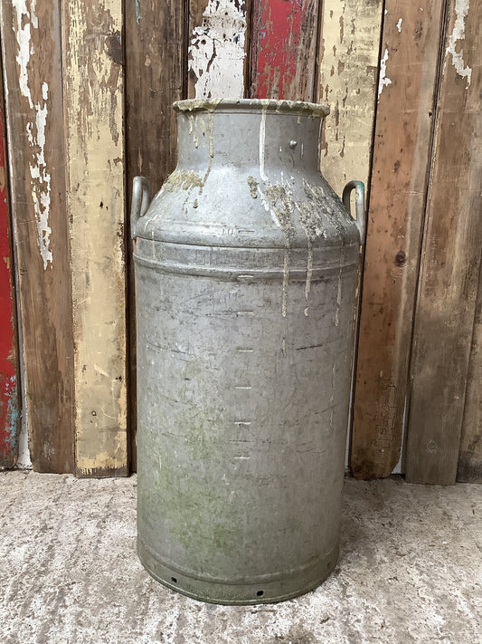 Old Tarnished Rustic Aluminium 10 Gallon Milk Churn Garden Pot 2'3"H