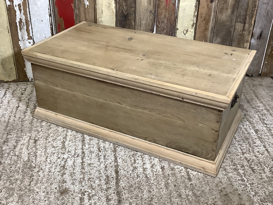 Restored Old Low Antique Victorian Stripped Pine Blanket Box 1'1"H 2'11" W