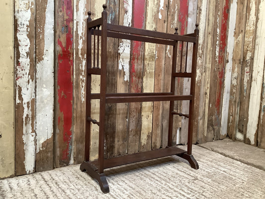 Used Victorian Polished Mahogany Towel Rail Wooden 3'2"H 0'8" W