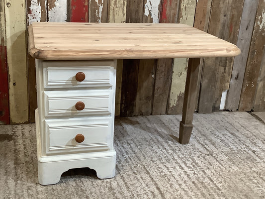 3' X 2'3" W Reclaimed Old Painted Pine & Beech Childs Desk Wooden