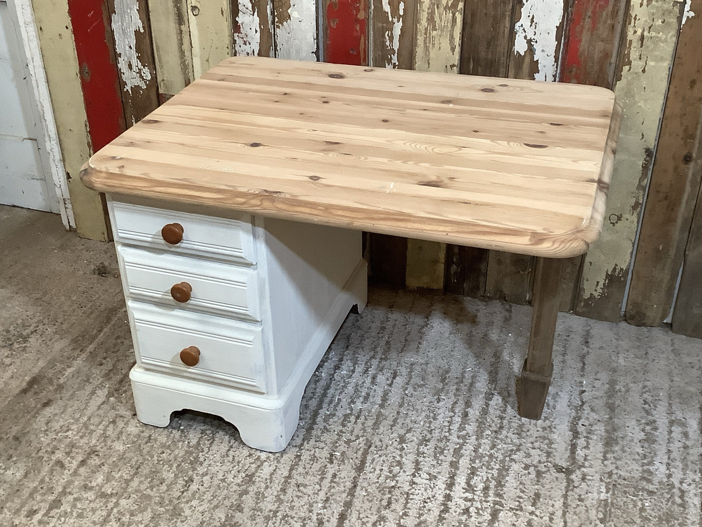 3' X 2'3" W Reclaimed Old Painted Pine & Beech Childs Desk Wooden