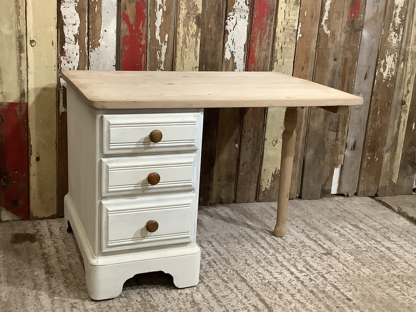 3' X 2'3" W Reclaimed Old Painted Pine & Beech Childs Desk Wooden