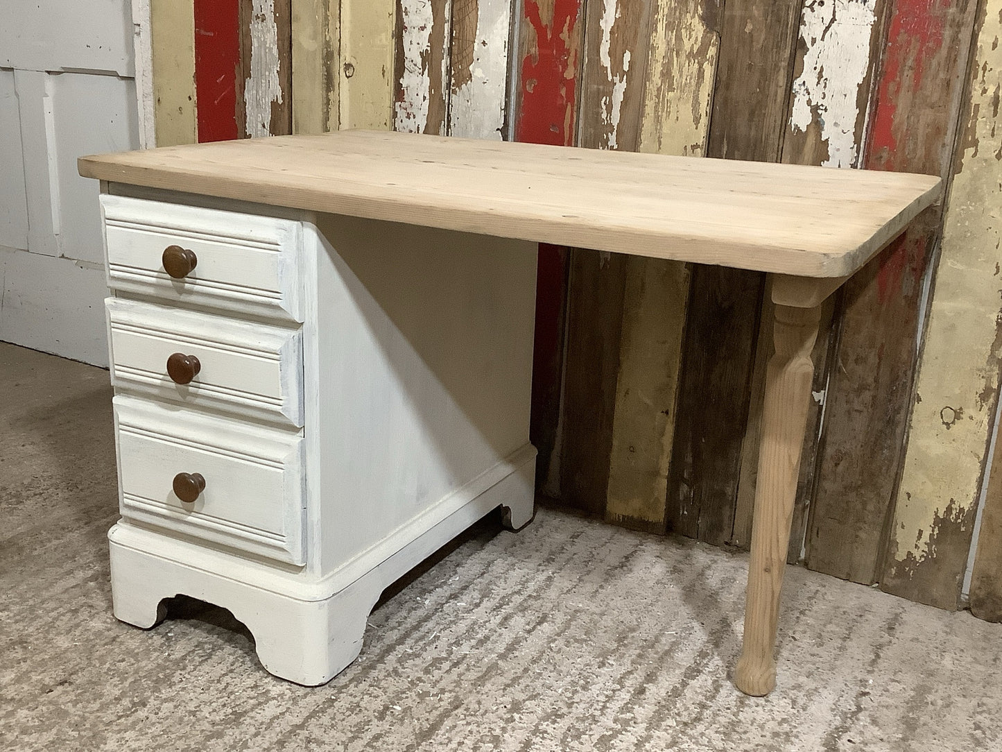 3' X 2'3" W Reclaimed Old Painted Pine & Beech Childs Desk Wooden