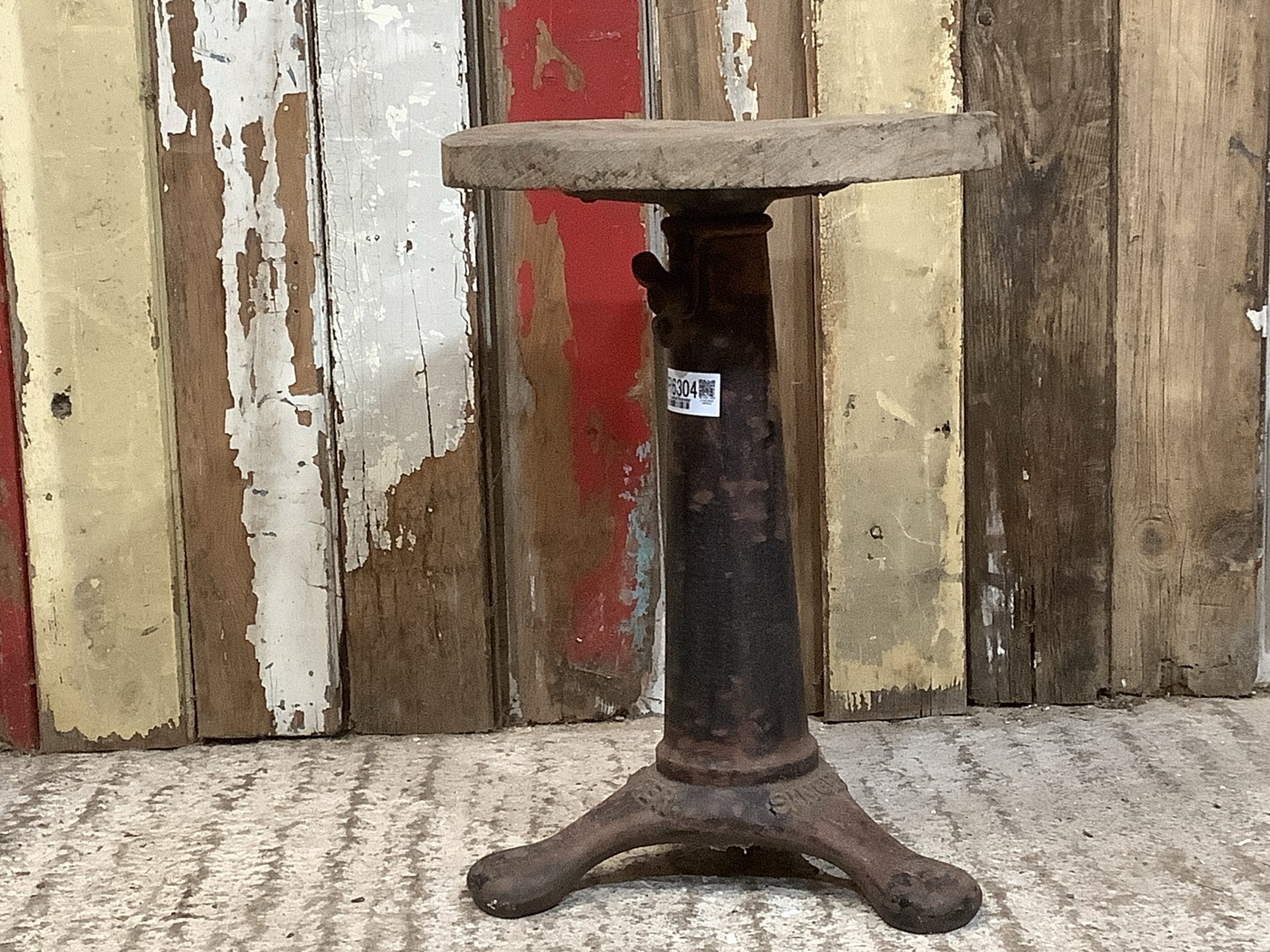 Reclaimed Singer Machinist Stool Old Cast Iron Elm Stool Antique