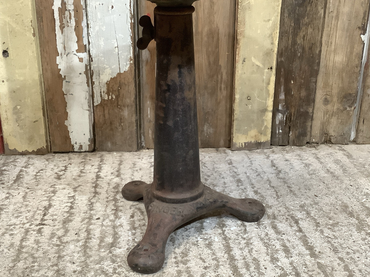 Reclaimed Singer Machinist Stool Old Cast Iron & Elm Stool Antique