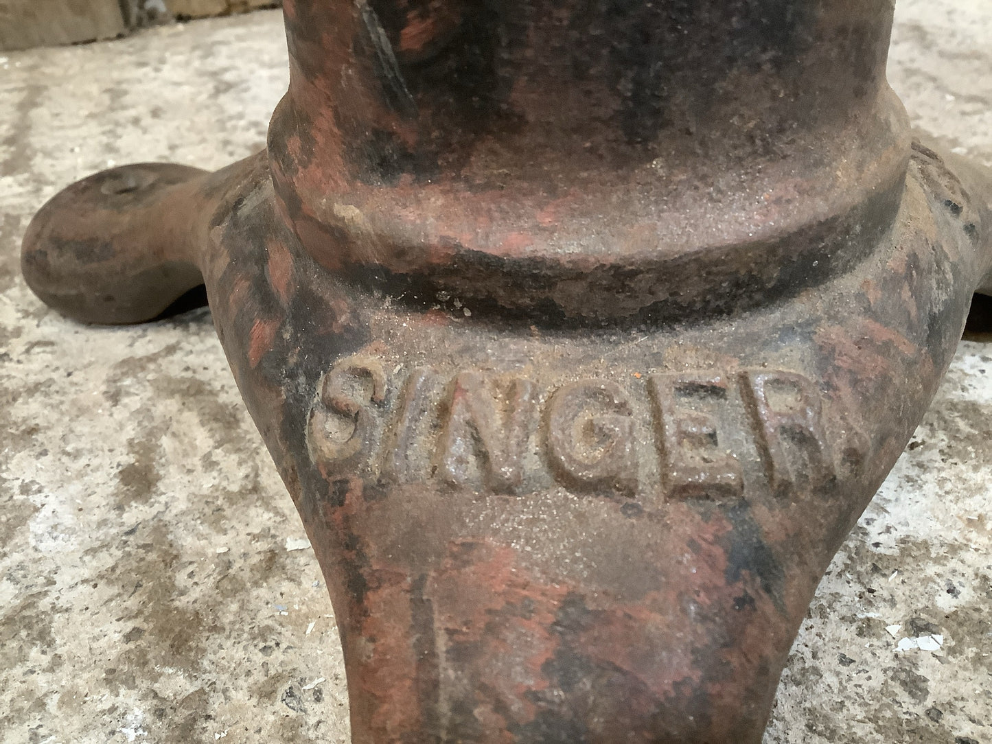 Reclaimed Singer Machinist Stool Old Cast Iron & Elm Stool Antique