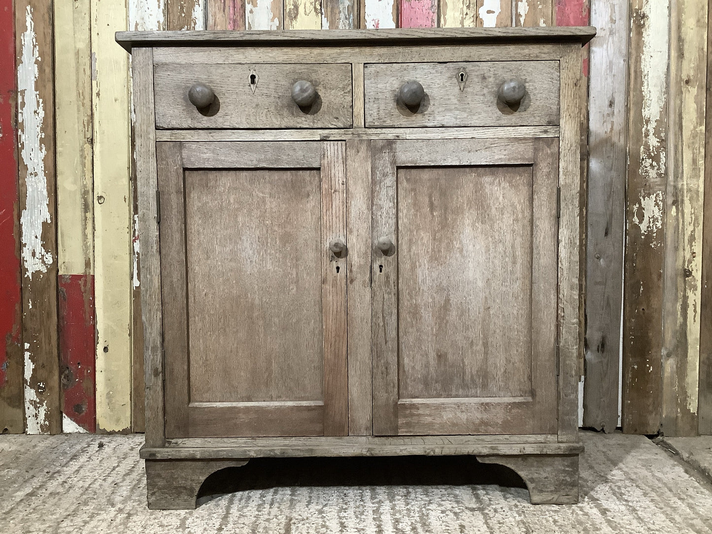 Rustic Old Oak Country Dresser Base 2 Doors 2 Drawers 3'3"H 3'2" W