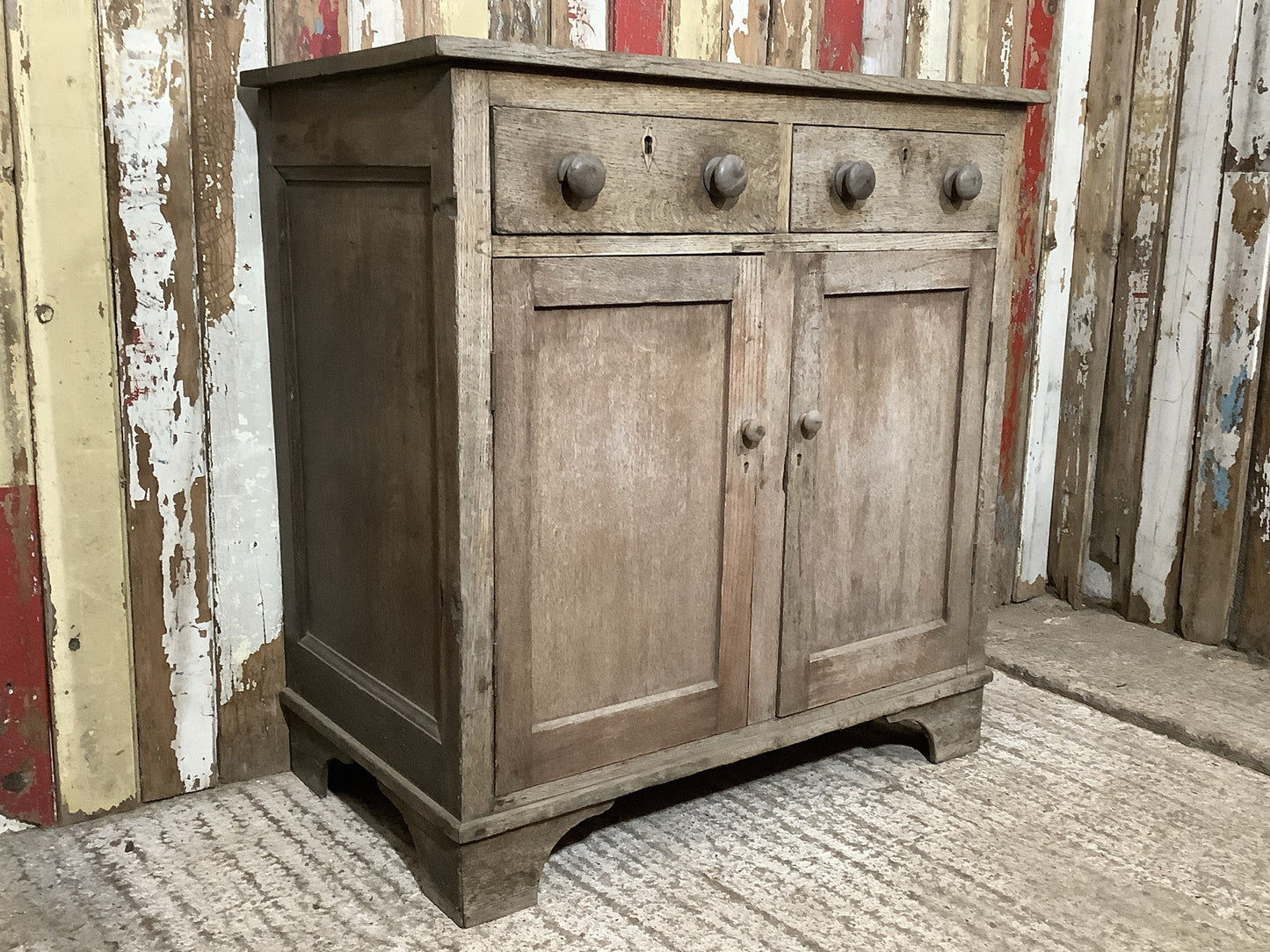 Rustic Old Oak Country Dresser Base 2 Doors 2 Drawers 3'3"H 3'2" W