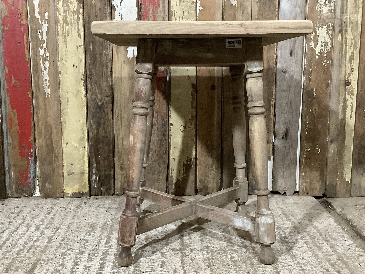 Old Rustic Beech Low Bedside Side Table Wooden 1'8" Square