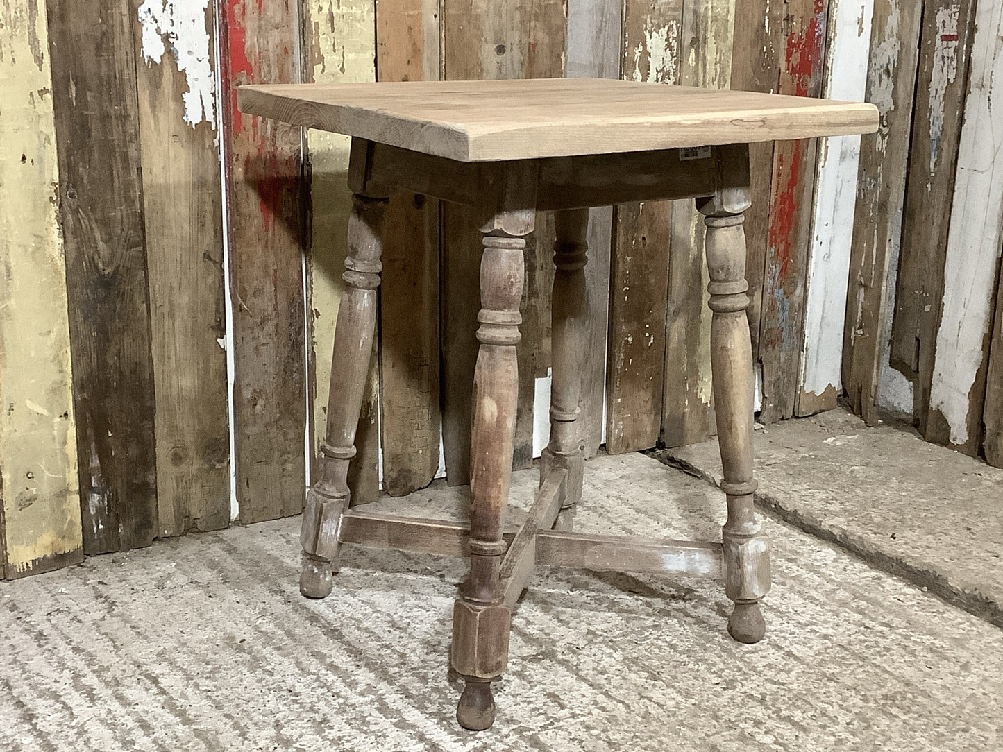 Old Rustic Beech Low Bedside Side Table Wooden 1'8" Square