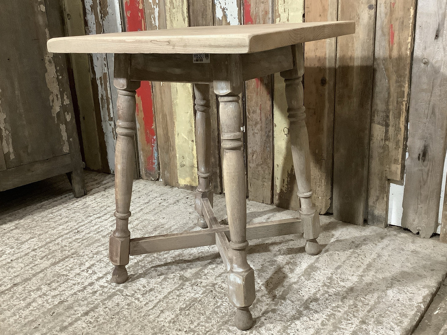 Old Rustic Beech Low Bedside Side Table Wooden 1'8" Square