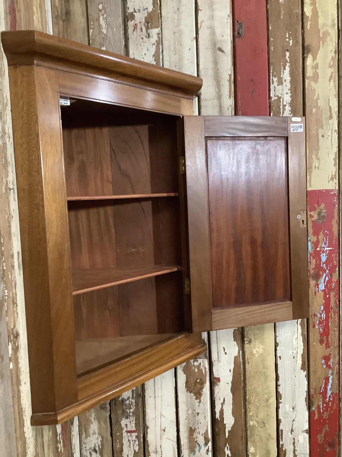 Beautiful Antique Polished Mahogany & Brass Corner Storage Cupboard  2'8" H