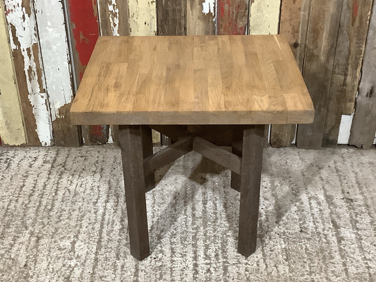 Interesting Square Crossed Legged Oak & Mahogany Bedside Coffee Table