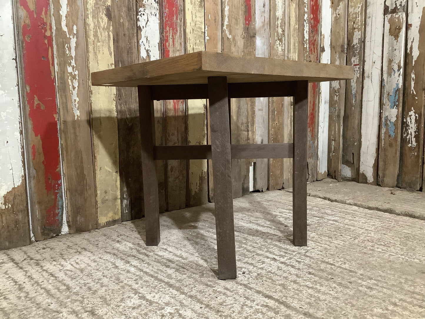 Interesting Square Crossed Legged Oak & Mahogany Bedside Coffee Table