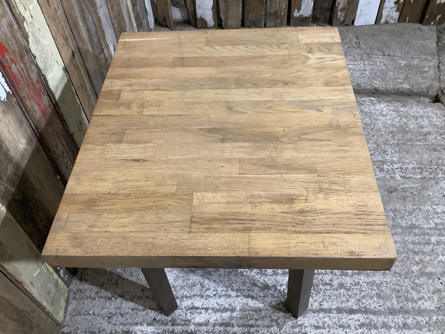 Interesting Square Crossed Legged Oak & Mahogany Bedside Coffee Table