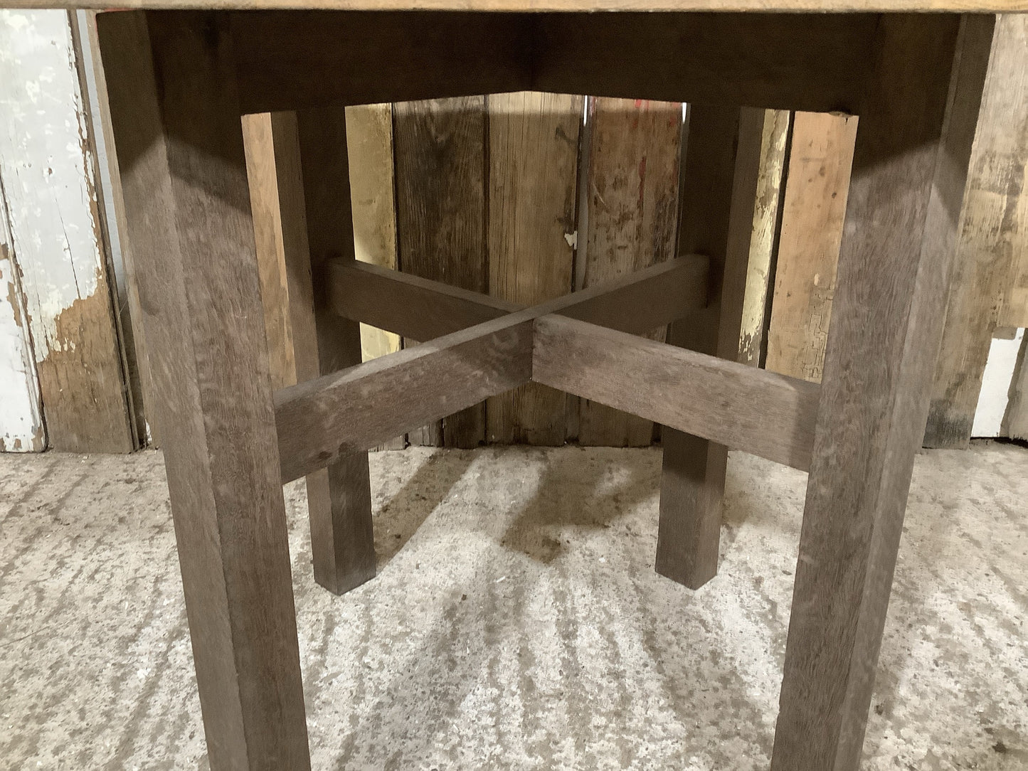 Interesting Square Crossed Legged Oak & Mahogany Bedside Coffee Table