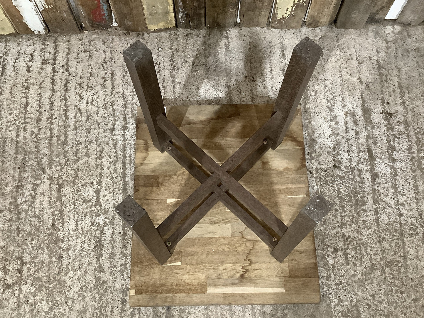 Interesting Square Crossed Legged Oak & Mahogany Bedside Coffee Table