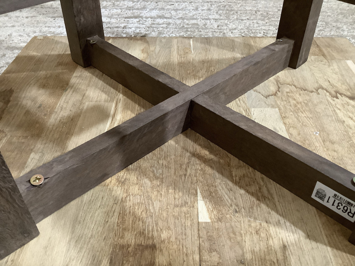 Interesting Square Crossed Legged Oak & Mahogany Bedside Coffee Table