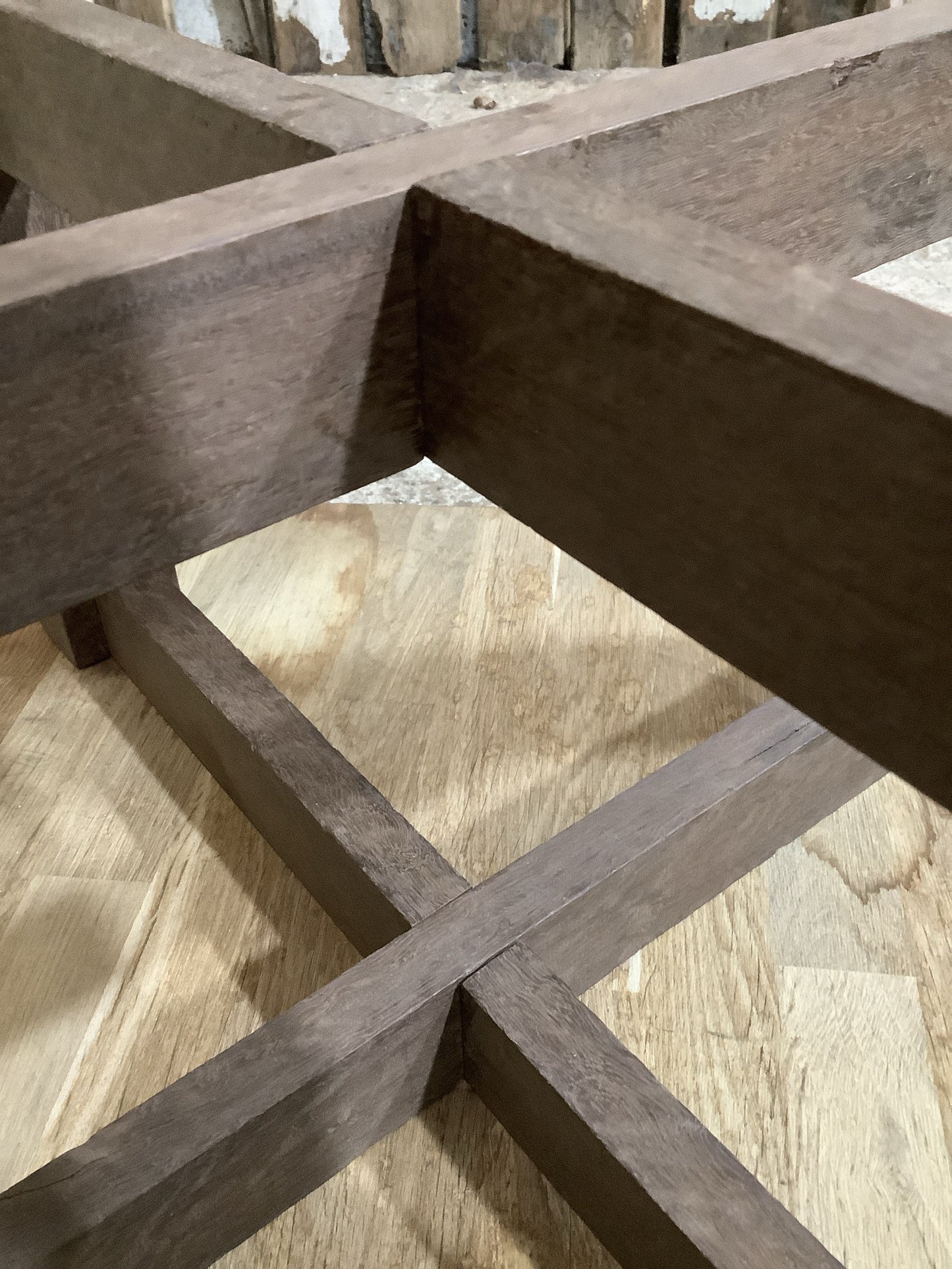 Interesting Square Crossed Legged Oak & Mahogany Bedside Coffee Table