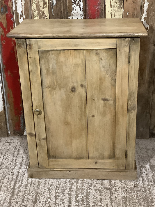 Old Antique Stripped Pine Single Door Country Kitchen Storage Cupboard 2'9"H