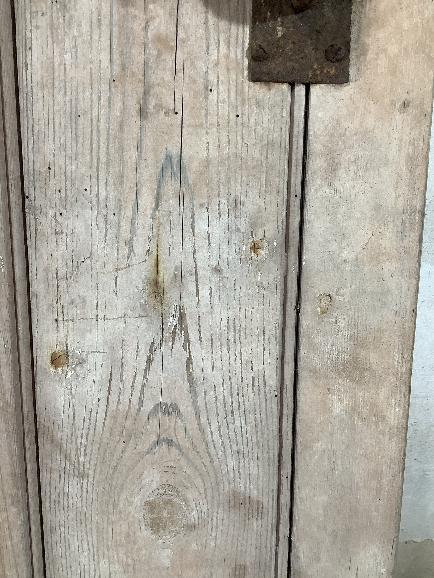 46 1/4"X 71 3/8" Old External Painted Pine 9 Plank Ledge Door Reclamation