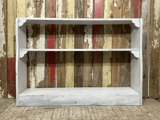 Reclaimed Old Rustic White Painted Pine Wooden Bookcase Shelf 2'10"H 4'1" W