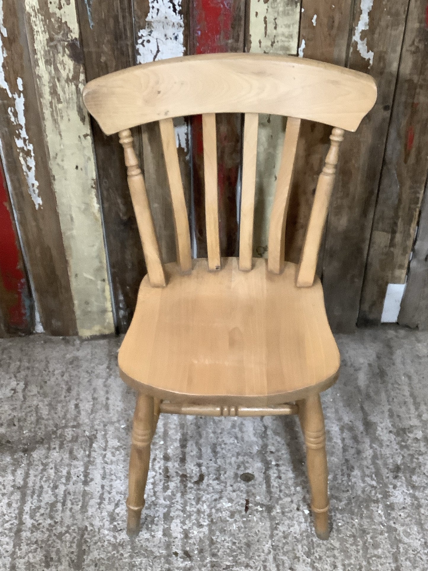 Farmhouse Old Waxed Beech Slat Back Kitchen Wooden Chair 87cm