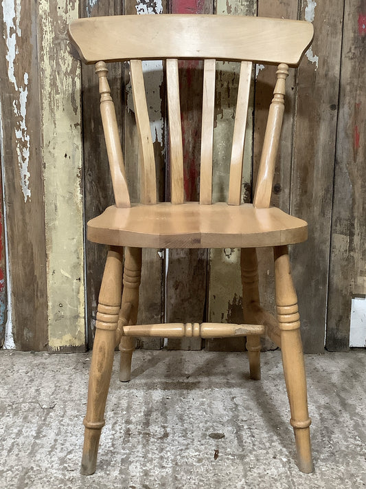 Farmhouse Old Waxed Beech Slat Back Kitchen Wooden Chair 87cm