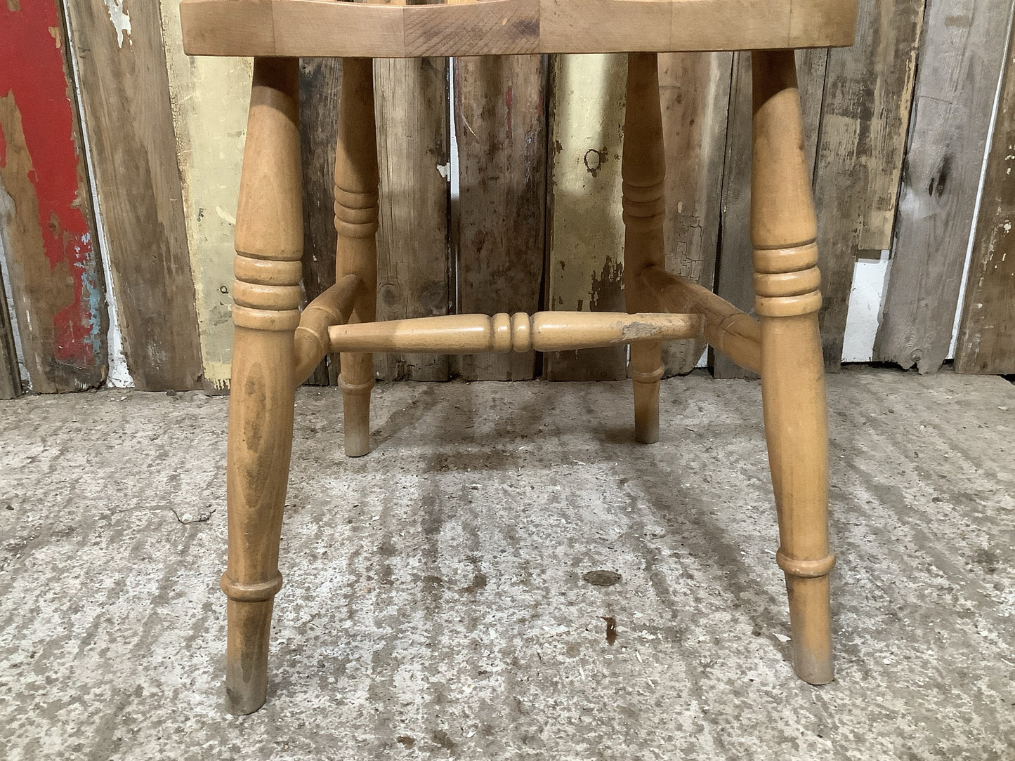 Farmhouse Old Waxed Beech Slat Back Kitchen Wooden Chair 87cm