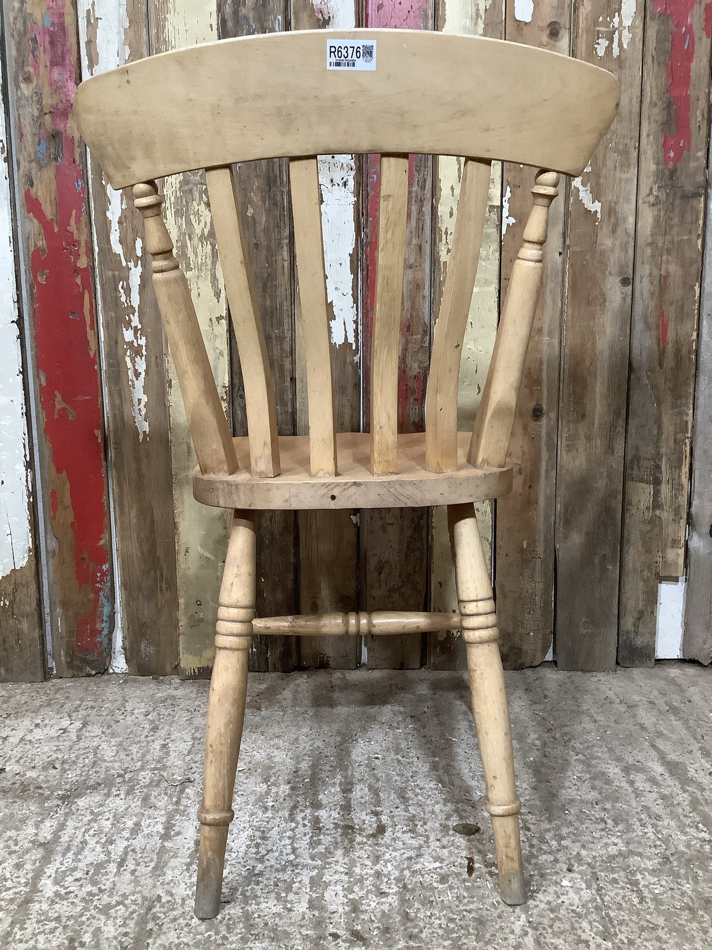 Farmhouse Old Waxed Beech Slat Back Kitchen Wooden Chair 87cm